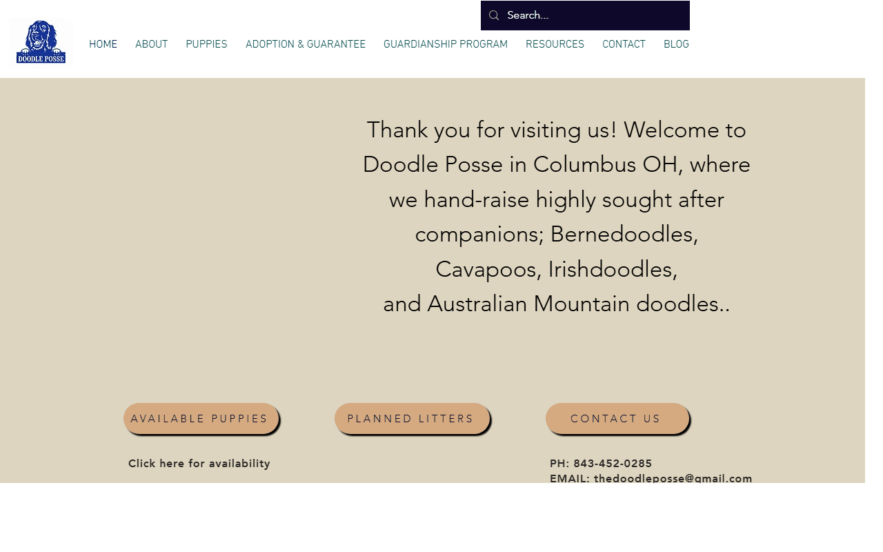 Doodle Posse breeder homepage screenshot